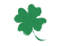 Vector Vintage Icon Of Clover With Four Leaf For Patrick's Day.