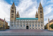 Neo-Romanesque Sts. Peter and Paul's Cathedral Basilica in Pecs Hungary, with four towers 