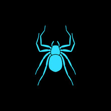 Illustration Of Blue Spider Icon On A Black Background.