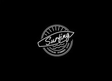 Vintage Summer Surfing Logo Design Template
