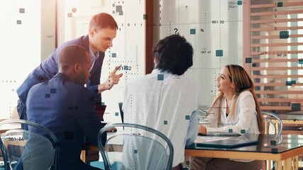 Poster - Business and technology concept. Communication network. Data analysis. Management strategy. Digital transformation.
