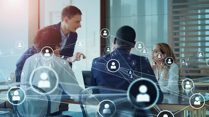 Poster - Business network concept. Group of businessperson. Teamwork. Human resources.