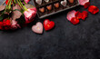 Rose flowers and heart chocolate