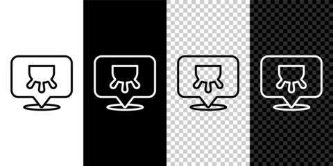 Sticker - Set line Udder icon isolated on black and white, transparent background. Vector