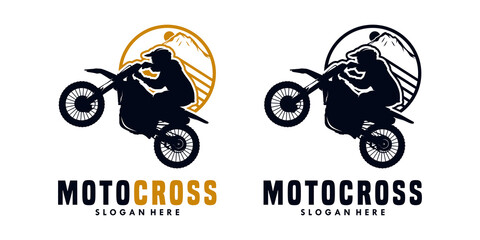 Canvas Print - Motocross logo illustration isolated in white background