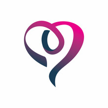 Full Color Ove Heart Ribbon Logo Design