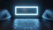 © Westend61 - Three dimensional render of large rectangle glowing inside dark empty interior