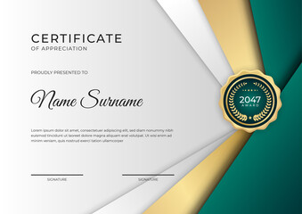 Wall Mural - Professional golden green certificate design template