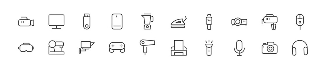 Canvas Print - Set of simple device line icons.