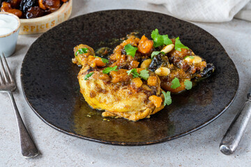 Sticker - Chicken leg tagine with caramelised prunes and apricots and roasted almonds