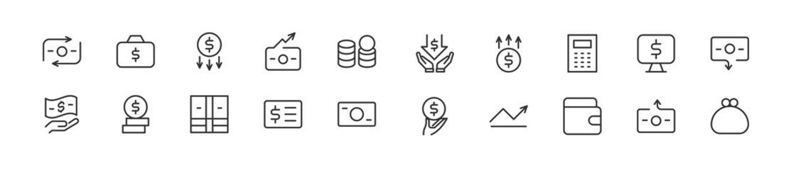 Canvas Print - Set of simple income line icons.