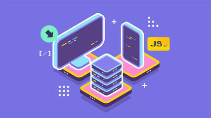 Wall Mural - open source vector illustration. programming language concept. developer protocol platform interface