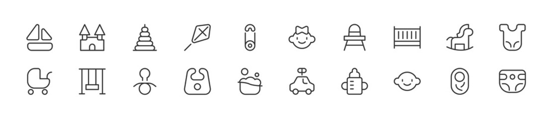 Poster - Set of simple kid line icons.