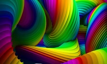 Abstract 3d Illustration Od Rainbow Colorful And Psychedelic Twisting 3d Abstract Shapes.