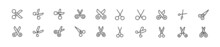 Set Of Simple Scissors Line Icons.