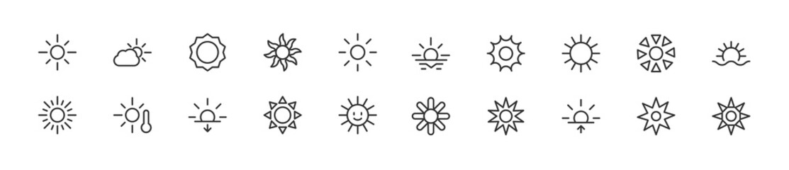 Canvas Print - Set of simple sun line icons.