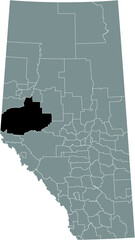 Wall Mural - Black flat blank highlighted location map of the GREENVIEW NO. 16 municipal district inside gray administrative map of the Canadian province of Alberta, Canada