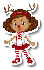 Wall Mural - A girl in Christmas costumes