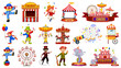© blueringmedia - Set of circus characters and amusement park elements