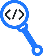 Programming code searching icon vector isolated blue version