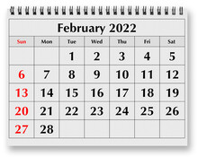 Page Of The Annual Monthly Calendar - February 2022