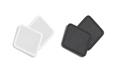 blank black and white rhombus embroidered patch mockup pair, isolated