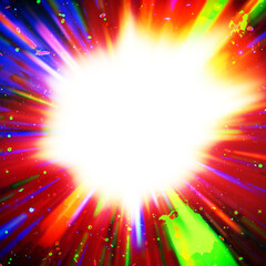 Wall Mural - colourful starburst explosion border with white copyspace centre. the elements of this image furnish