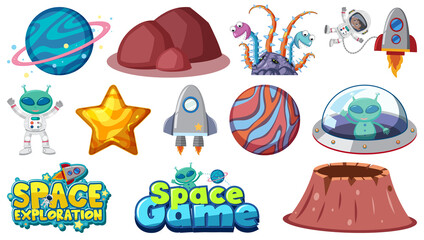 Wall Mural - Set of isolated fantasy space objects