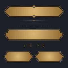 Set of Gold premium label. golden name plate. Vector illustration