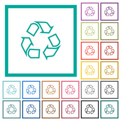 Canvas Print - Recycling outline flat color icons with quadrant frames