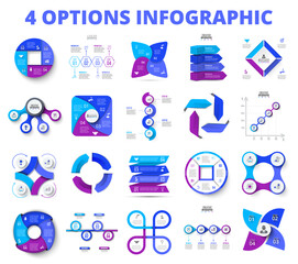 Set of infographic diagrams with 4 options, steps or parts. Template for business presentation