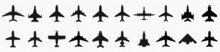 Airplane Icon. Plane, Aircrafts Flat Style. Flight Transport Symbol. Stock Vector Illustration