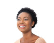 © mimagephotos - Close up attractive young african American woman smiling by isolated white background
