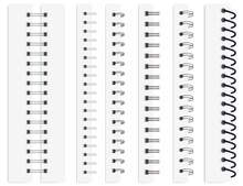 Realistic Notebook Spirals, Calendar Metal Spiral Binders. Binding Coils For Paper Sheets, Steel Binder Rings, Wire Bindings Vector Set. Twisted Fastener For Scrapbook, Notepad Or Album
