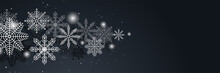 Elegant Winter Black White Snowflake Design Template Banner
