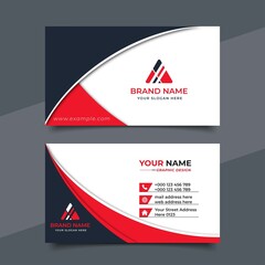 Wall Mural - Red modern creative business card and name card, horizontal simple clean template vector design