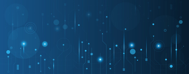Wall Mural - blue circle and line technology abstract technology innovation concept vector background and glowing