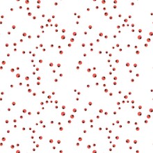 Seamless Abstract Geometric Pattern. White Background. Red, Black Dots, Circles. Chaotic Polka Dots. Digital Design For Textile Fabrics, Wrapping Paper, Background, Wallpaper, Cover. Illustration.