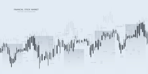 Wall Mural - Stock market and exchange. Candle stick graph chart of stock market investment trading. Stock market data. Bullish point, Trend of graph. Vector illustration.