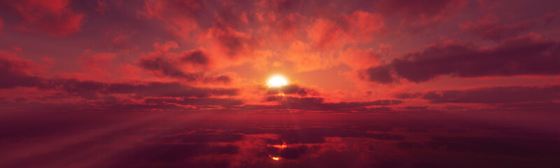 sunset calmly sea sun ray 3d render