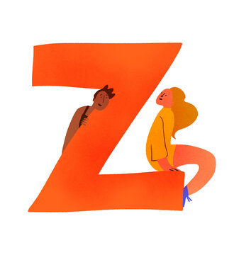  Uppercase letter Z with people behind
