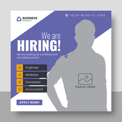 Wall Mural - We are hiring job vacancy web banner and social media post template