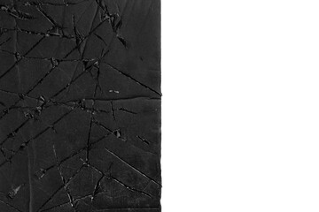 Wall Mural - Scratched torn black paper isolated on white. Damaged background