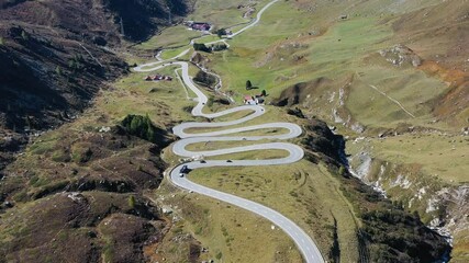 Wall Mural - julier pass, surses, switzerland. natural scenery in the highlands. a road with many curves among th