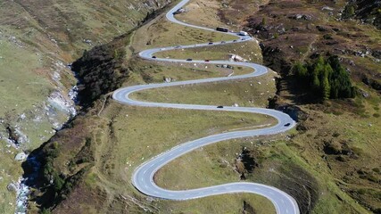 Wall Mural - julier pass, surses, switzerland. natural scenery in the highlands. a road with many curves among th