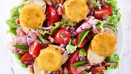 Poster - mixed vegetable salad with goat cheese toast