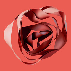 Wall Mural - 3d render, abstract red background with curvy layered object, modern minimal wallpaper