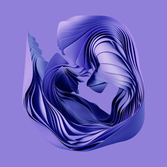 Wall Mural - 3d render, abstract layered curvy object isolated on violet background, modern minimal wallpaper