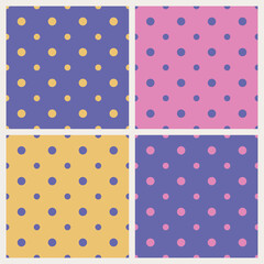 Wall Mural - color trend of the year 2022 very peri. seamless polka dot pattern background set. design texture el