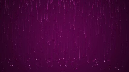 Canvas Print - Digital pink rain loop animation. Abstract technology background with moving down particles.